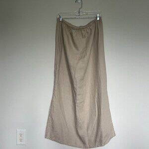 Chadwicks 100% Linen Size 14 Cream Maxi Pencil Skirt with Side Slits